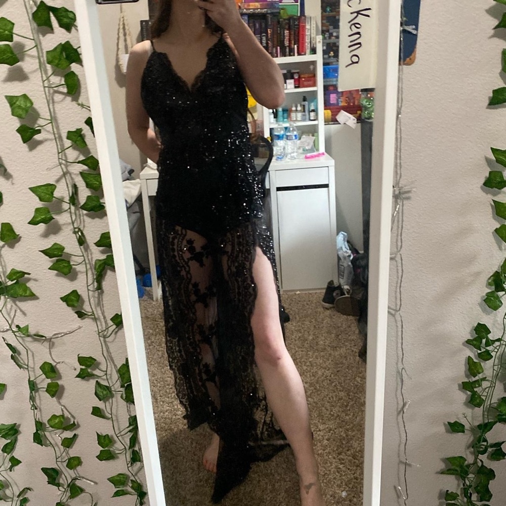 Formal / Prom Black sequin Pant-Suit 

-